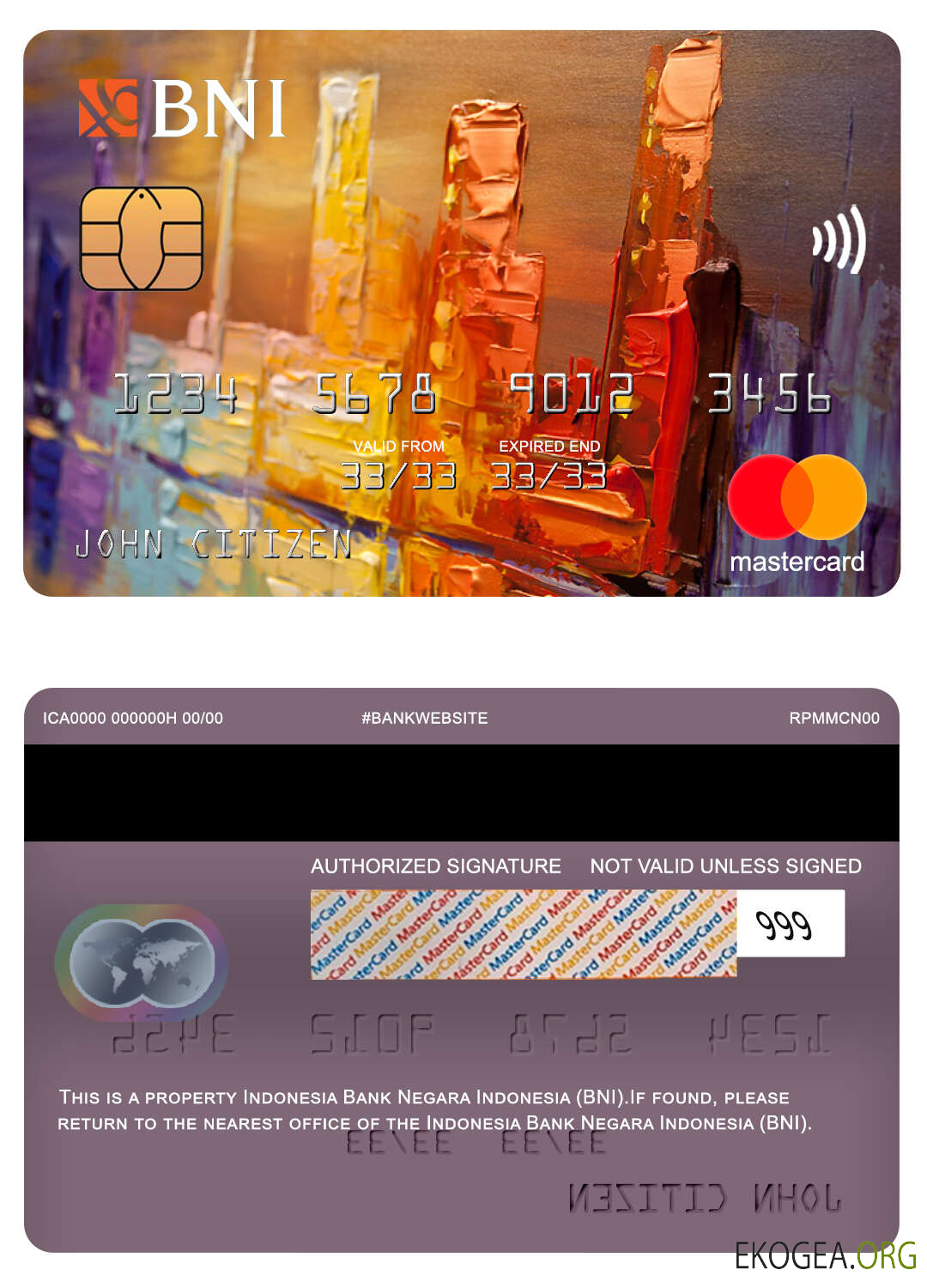 Carte master de la Banque indonésienne Negara Indonesia (BNI)